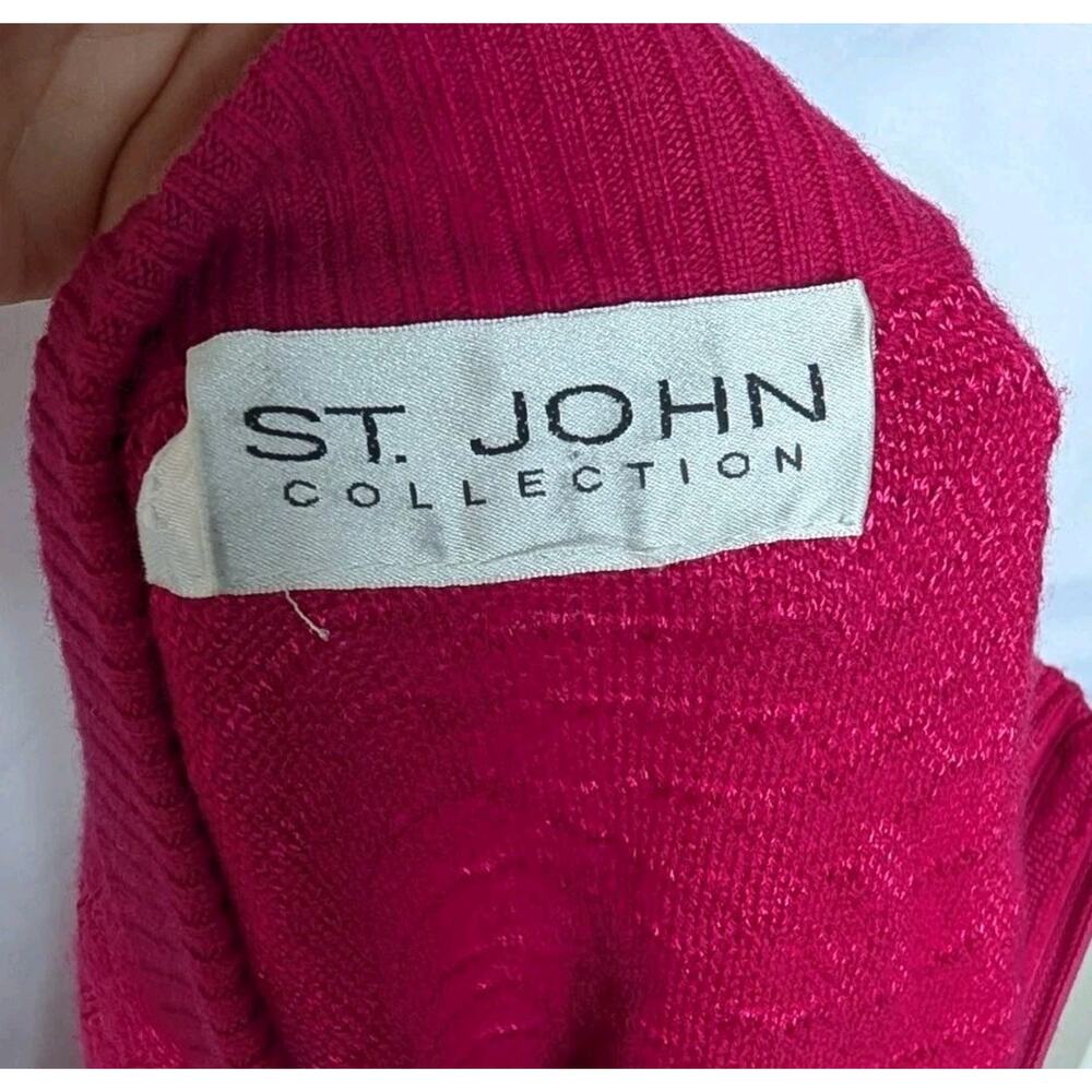 St John Sweater Womens Dark Pink Giraffe Gold Full Zip Cashmere Blend Jacket M - Picture 5 of 7